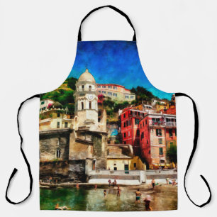 Blick auf Vernazza, Italien. Aquarellmalerei conte Schürze