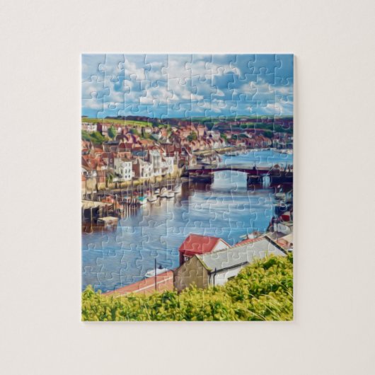 Blick auf Whitby Stadt und Hafen Puzzle (Vertikal)