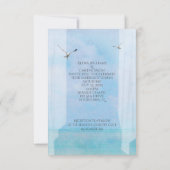 Blick aufs Meer mit Strandherzen Hochzeit Einladung (Rückseite)