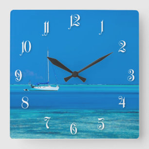 Blick aufs Meer Quadratische Wanduhr