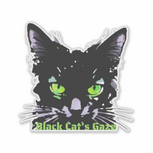 Blick der schwarzen Katze Aufkleber (Vorderseite)