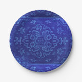 Blick des persischen Teppichs im Blau Pappteller (Vorderseite)