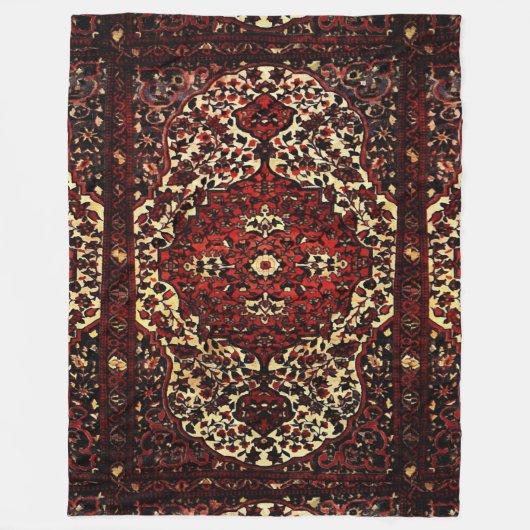 Blick des persischen Teppichs in dunkelrotem und Fleecedecke (Vorderseite)