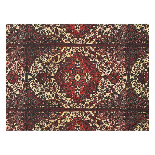 Blick des persischen Teppichs in dunkelrotem und Tischdecke (Vorderseite (Horizontal))