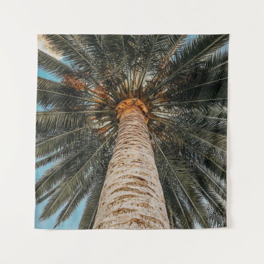Blick des Wurms auf eine Kokospalme Wandteppich (Vorderseite)