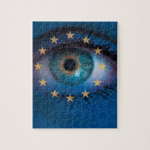 Blick durch das Hintergrundkonzept der europäische Puzzle