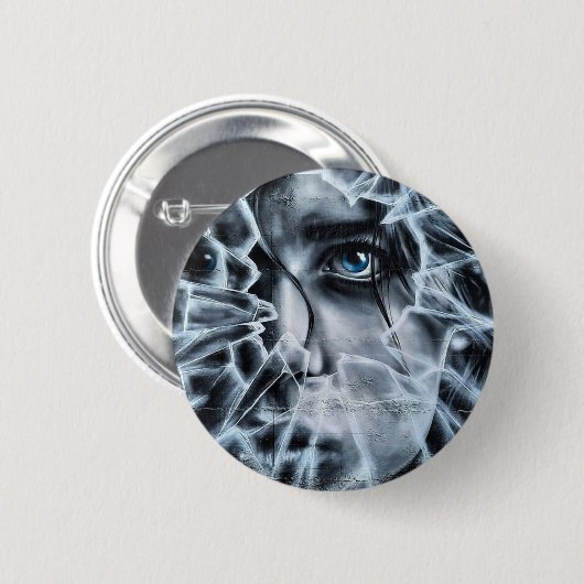 Blick durch das zerbrochene Fenster Button (Vorne & Hinten)