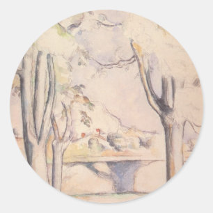 Blick durch die Bäume von Paul Cezanne, Vintage-Ku Runder Aufkleber