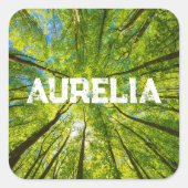 Blick durch grüne Blätter Quadratischer Aufkleber (Vorderseite)