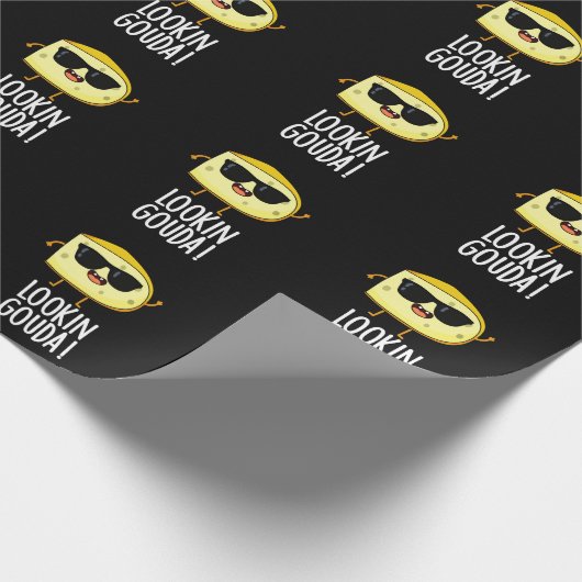 Blick Gouda Funny Cheese Pun Dark BG Geschenkpapier (Ecke)