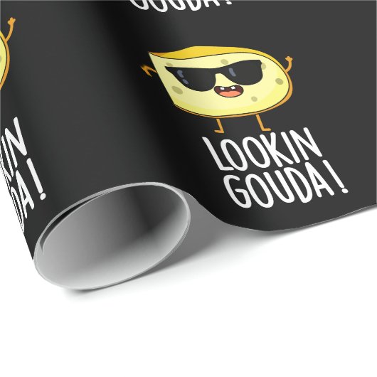 Blick Gouda Funny Cheese Pun Dark BG Geschenkpapier (Rolleneckpunkt)