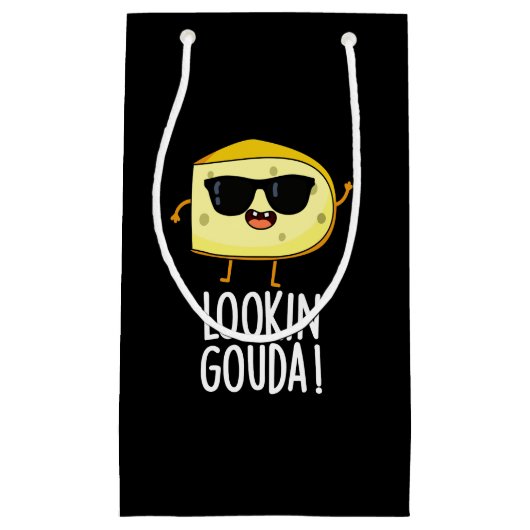 Blick Gouda Funny Cheese Pun Dark BG Kleine Geschenktüte (Vorderseite)