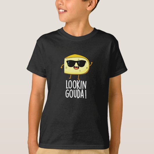 Blick Gouda Funny Cheese Pun Dark BG T-Shirt (Vorderseite)