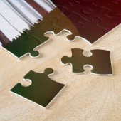 Blick hinauf in einen Wald mit hohen Bäumen mit Ro Puzzle (Seite)