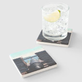 Blick hinunter zum Fass Steinuntersetzer (Seitenansicht)