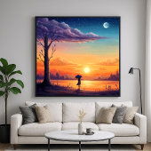 Blick in den Horizont - Illustrationsstil Poster