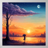 Blick in den Horizont - Illustrationsstil Poster (Vorne)