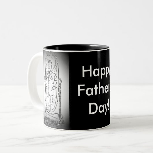 Blick in den Spiegel Zweifarbige Tasse (Vorderseite Links)