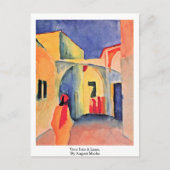 Blick in eine Bahn, mit August Macke Postkarte (Vorderseite)