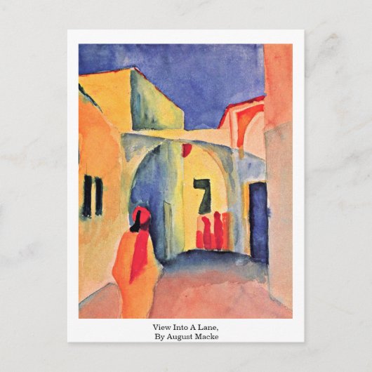 Blick in eine Bahn, mit August Macke Postkarte (Vorderseite)