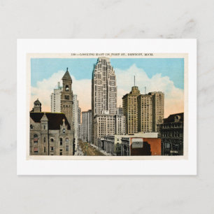 Blick nach Osten auf die Fort Street Detroit, Mich Postkarte