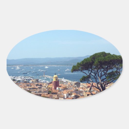 Blick nach Tropez Ovaler Aufkleber (Vorderseite)