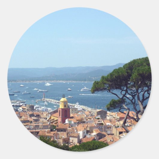 Blick nach Tropez Runder Aufkleber (Vorderseite)