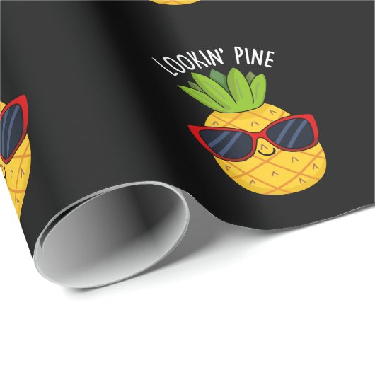 Blick Pine Funny Pineaple Pun Dark BG Geschenkpapier (Rolleneckpunkt)