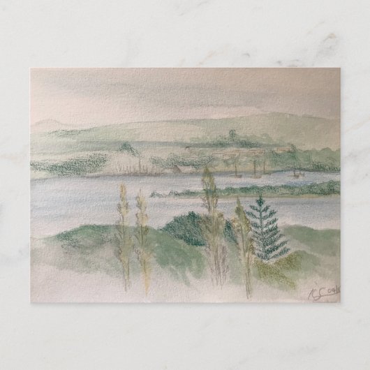 Blick über den Fluss Postkarte (Vorderseite)