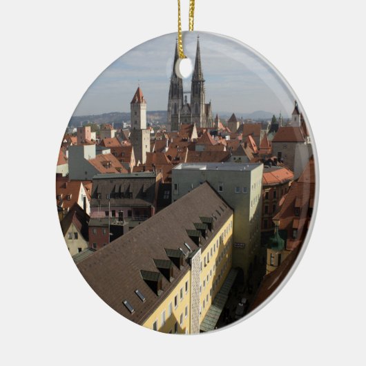 Blick über Regensburg, Deutschland Keramik Ornament (Links)