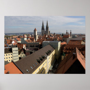 Blick über Regensburg, Deutschland Poster