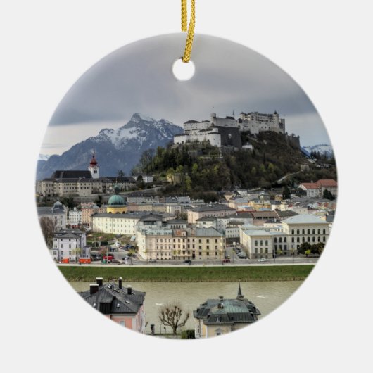 Blick über Salzburg Österreich Keramik Ornament (Vorne)