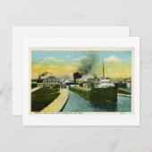 Blick unter dem Soo, Soo Locks, Michigan Postkarte (Vorne/Hinten)