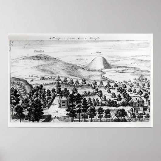 Blick vom Aveburysteppel des Silbury Hill Poster (Vorne)