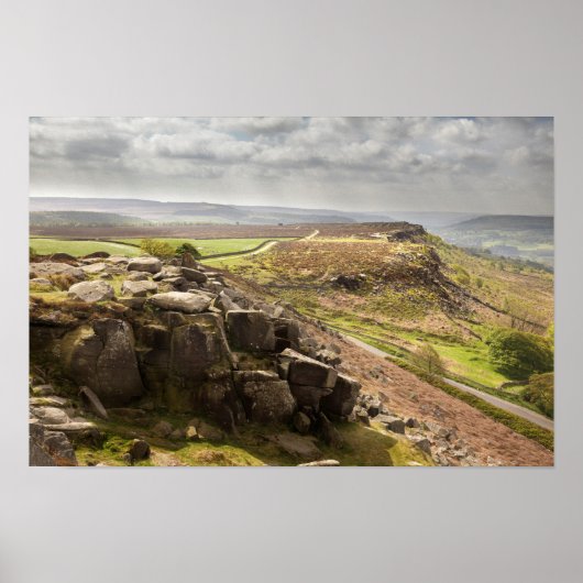 Blick von Curbar Edge, Peak District Foto Poster (Vorne)