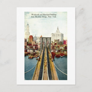 Blick von der Brooklyn Bridge, NY Vintage Postkarte