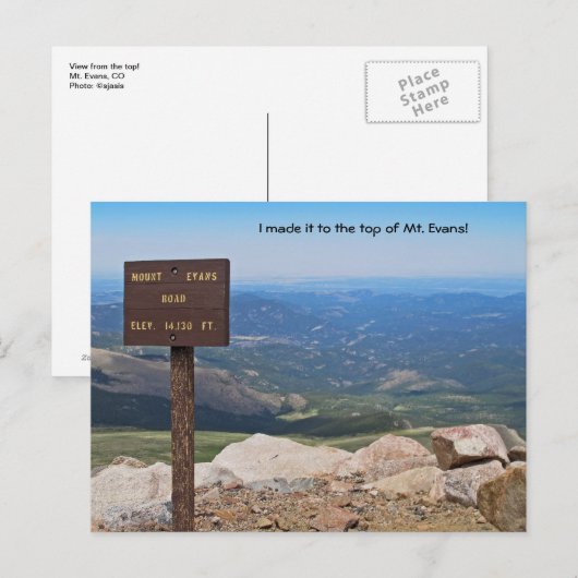 Blick von der Spitze des Berges Evans Postkarte (Vorne/Hinten)