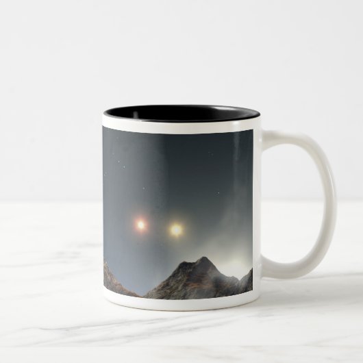Blick von einem hypothetischen Mond im Orbit Zweifarbige Tasse (Rechts)