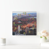 Blick von oben: Herbst im Zentralpark 01 Quadratische Wanduhr (Zuhause)