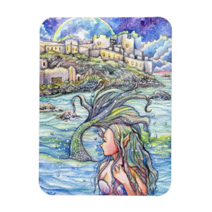 Blick zurück Fantasy Mermaid Art Magnet