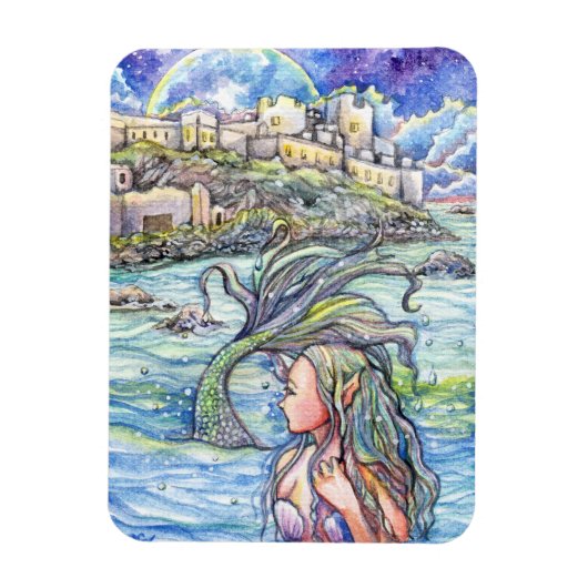 Blick zurück Fantasy Mermaid Art Magnet (Vertikal)
