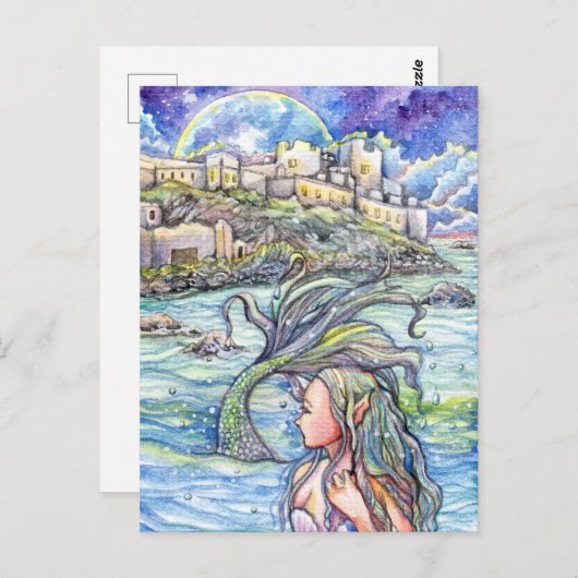 Blick zurück Fantasy Mermaid Art Postkarte (Vorne/Hinten)