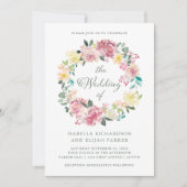 Blickende Liebe | Wasserfarbenrosa Blumenzehen Einladung (Vorderseite)