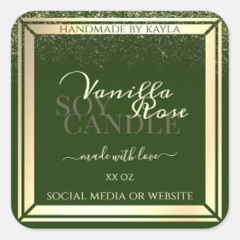 Blickfang dunkelgrüne Produktmarken Gold-Rahmen Quadratischer Aufkleber