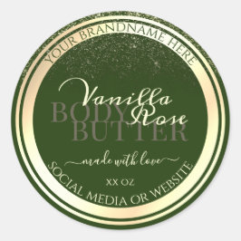 Blickfang dunkelgrüne Produktmarken Gold-Rahmen Runder Aufkleber