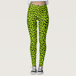 Blickfang Lime Green Punk Rock Leopard Druck Leggings