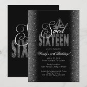 Blickfang Silberner Glitzer Süß 16 Party Einladung (Vorne/Hinten)