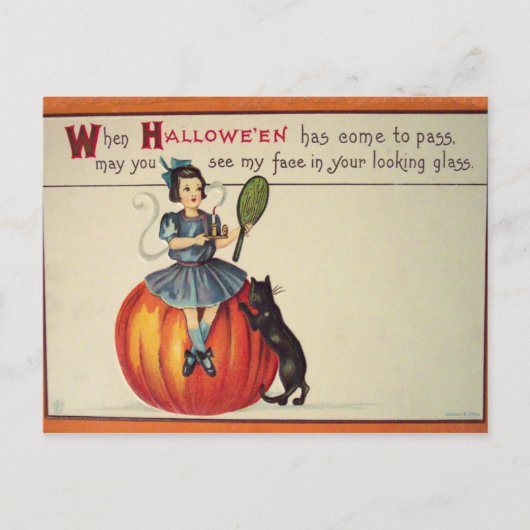 Blickglas (Vintage Halloweenkarte) Postkarte (Vorderseite)
