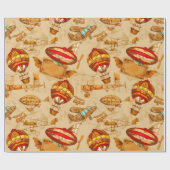 Blimp/Vintages Flugzeug Geschenkpapier (Flach)