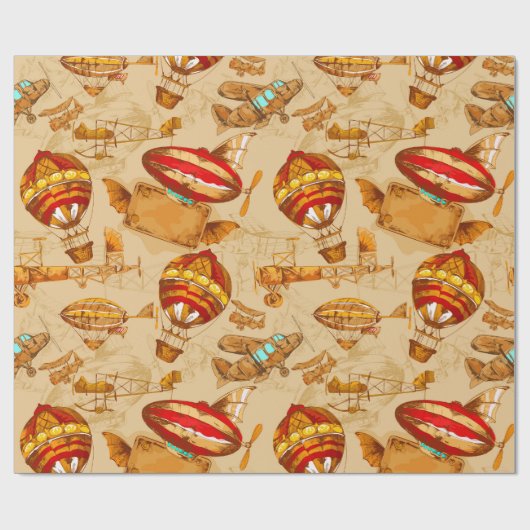 Blimp/Vintages Flugzeug Geschenkpapier (Flach)